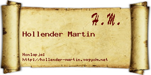 Hollender Martin névjegykártya